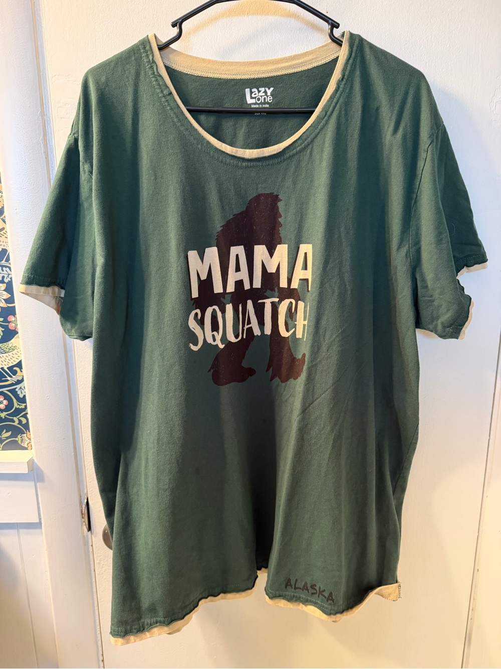 Lazy One Kids Green Tee with Cream Trim "Mama Squatch"